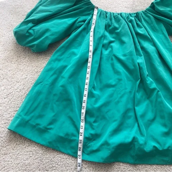 Anthropologie Mare Mare Off The Shoulder Puff Sleeve Green Mini Dress Size Small - Picture 5 of 13